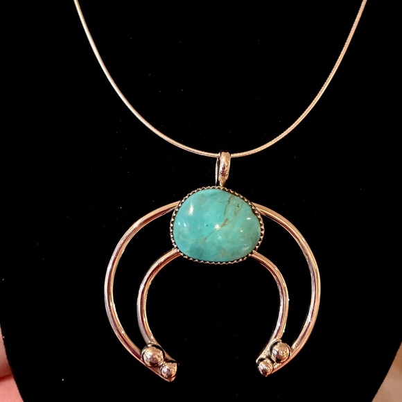 Hand Crafted Jewelry - Navajo Turquoise & Sterling 925 Silver Necklace, Stamped & Signed